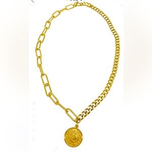 Adornia Mixed chain coin necklace